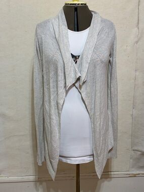 GAP Heather Light Gray Open Front Draped Cardigan